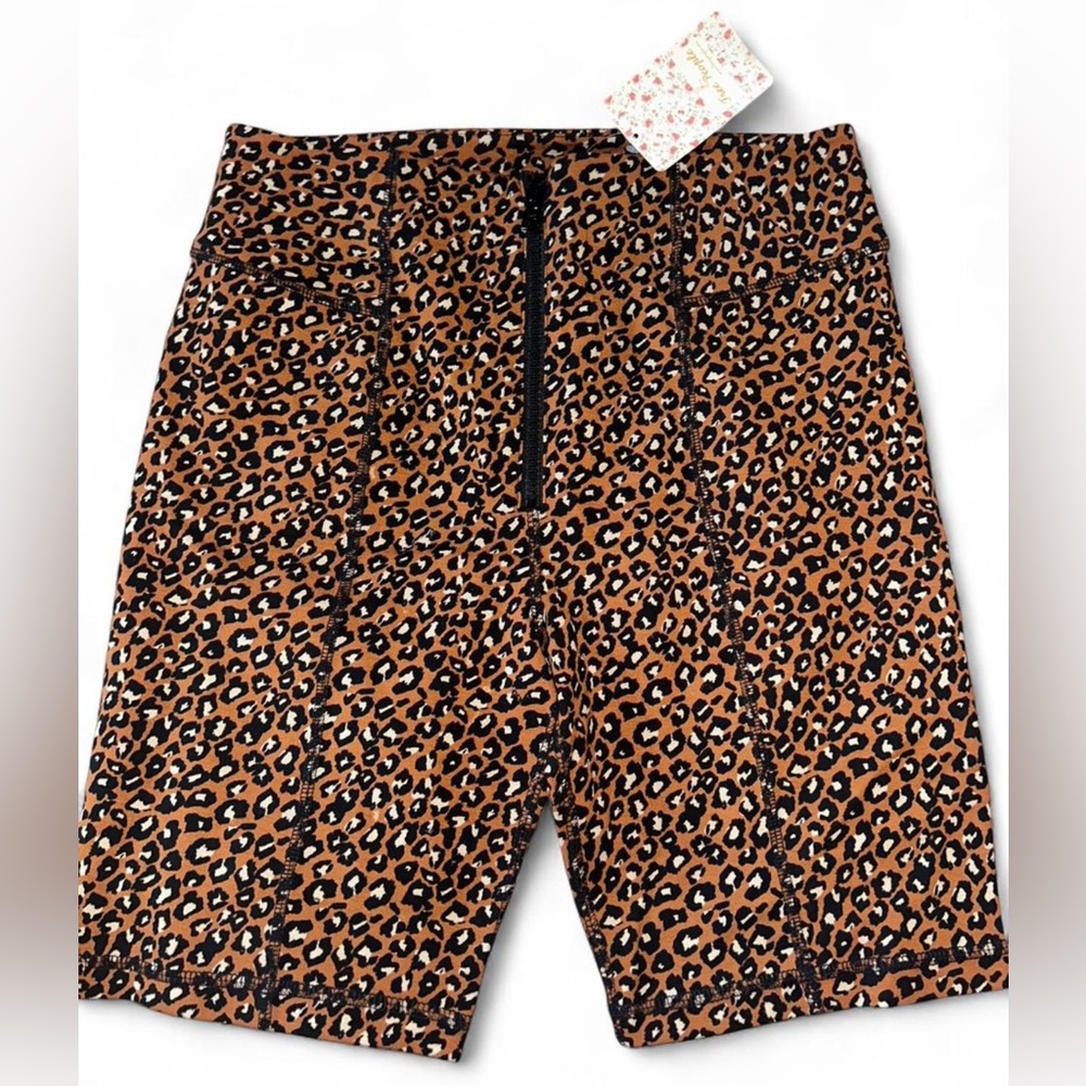 Free People Brown Leopard Print Bike Shorts